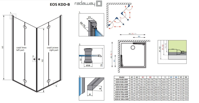 Душовий куток Radaway EOS KDD B 80x80 скло прозоре, профіль хром, розпашна